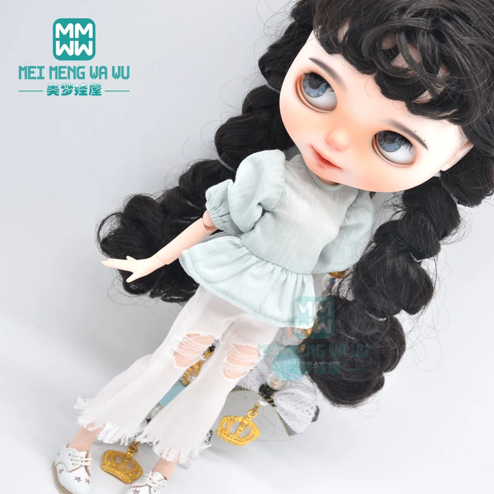 Одежда для кукол Blyth 1 шт. модная клетчатая рубашка джинсы кожаная обувь blyth azone OB22