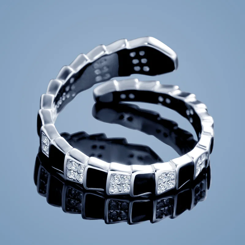 

Luxury New High Quality Real S925 Snake Shape Finger Rings Resizable Fashion Accessories Ring Fashion Jewelry Lovers Women Gifts