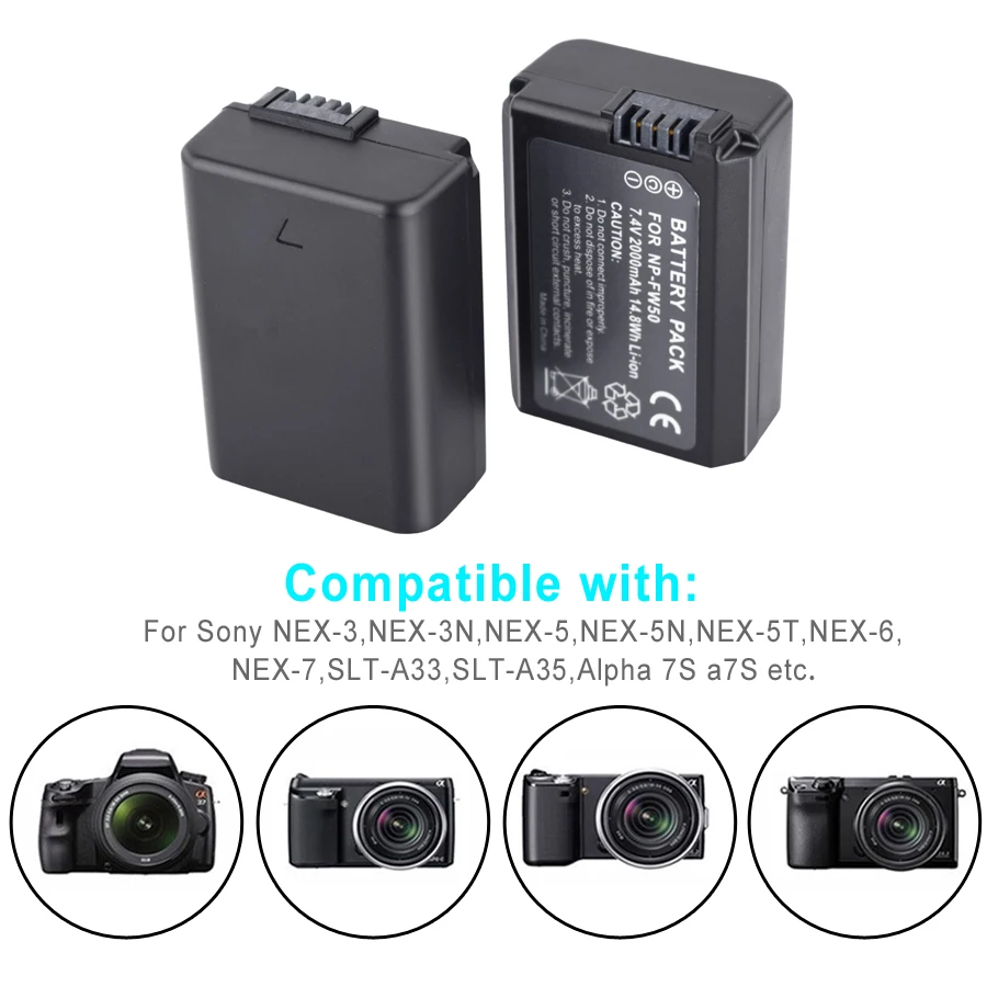 PALO 2x bateria NP FW50 NPFW50 NP-FW50 Батарея для SONY NEX 5T 5R 5TL 5N 5C 5CK A7R A7 F3 3N 3CA55 A37 A5000 A6000 A55+ Зарядное устройство