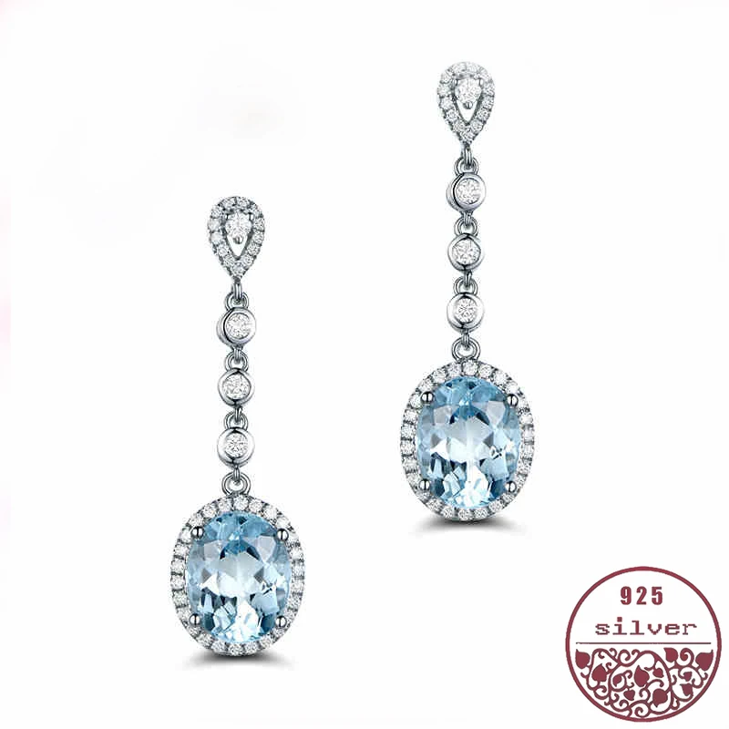

s925 sterling silver New hot selling exquisite super shining Palace banquet retro sapphire hypoallergenic long earrings women