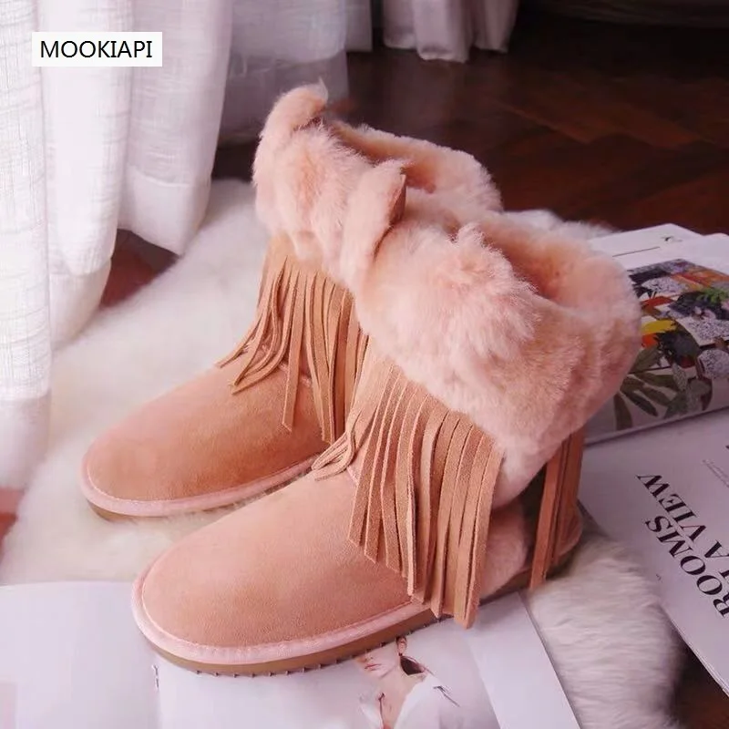 В 2019 году Новейшие европейские женские зимние сапоги из овчины и меха ботинки