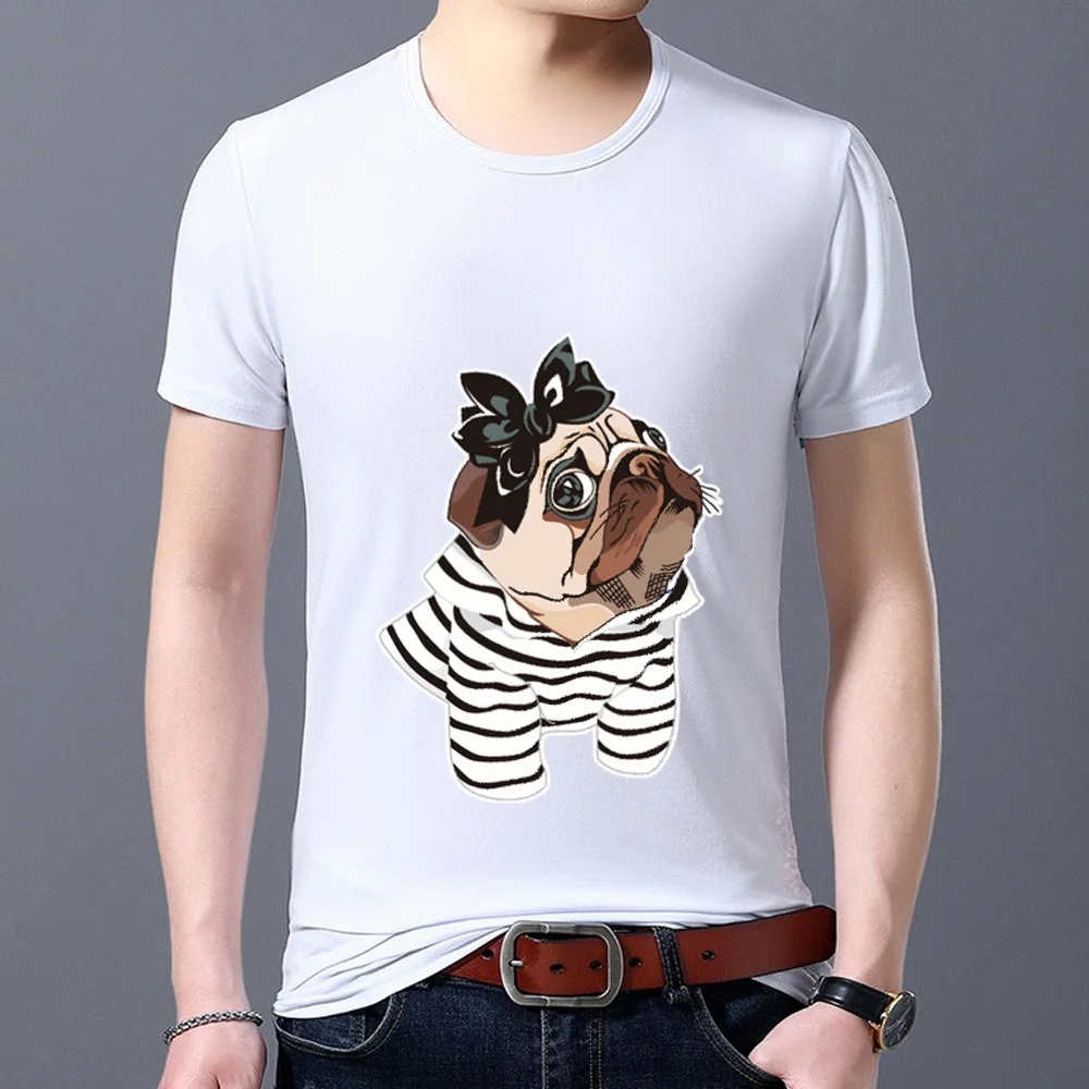 

Men's T-shirt Everyday Casual Classic Top Slim Short Sleeve Cute Dog Print Commuter Comfortable Breathable All-match T-shirt Top