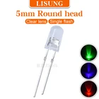 Светодиод 1000, шт.пакет, 5 мм, 2 ножки, Мигающий Круглый, красный, синий, зеленый, Одиночная вспышка с Ic, прозрачная линза, светодиодный Диод, 2 контакта, сквозное отверстие