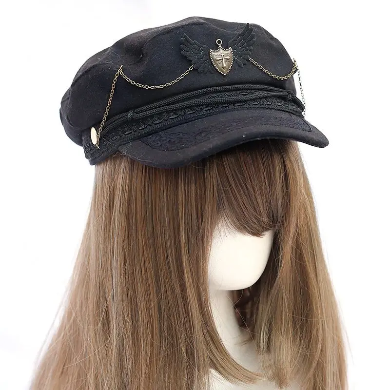 

2021 autumn/winter hat black female paragraph joker cap in hand for the LO cap ins retro streets trend