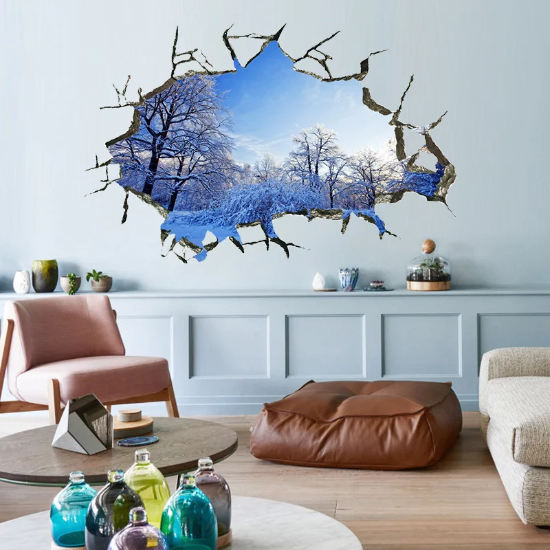 3D кирпичная стена Глубокий Лес дерево листья наклейки на стену домашний декор