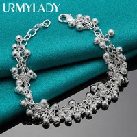 urmylady 925 sterling silver matte full beads ball charm chain bracelet for women fashion wedding engagement party jewelry