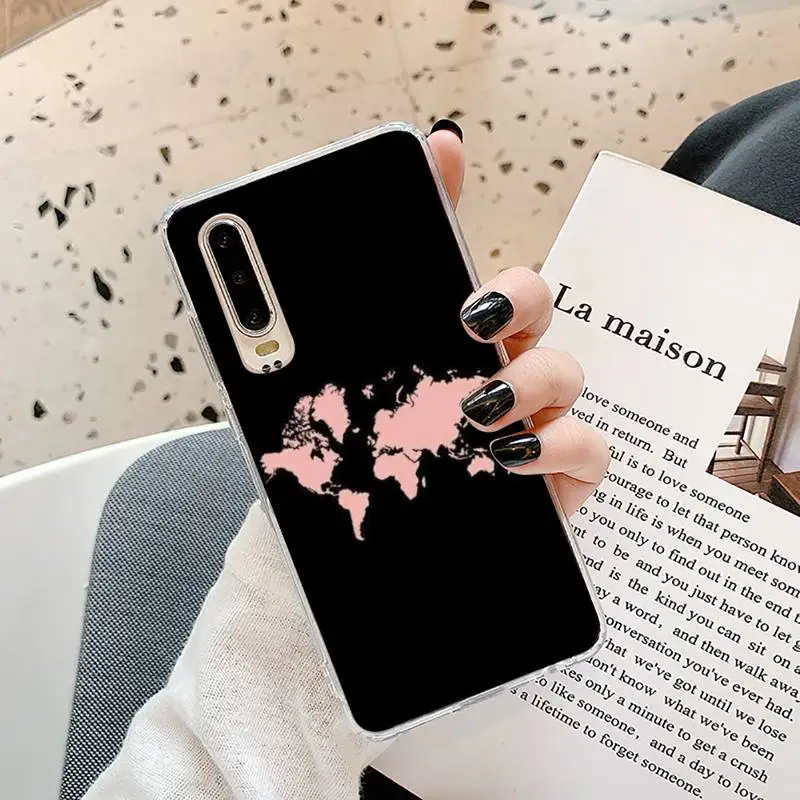 

World Map Travel Phone Case Transparent for Samsung A71 S9 10 20 HUAWEI p30 40 honor 10i 8x xiaomi note 8 Pro 10t 11