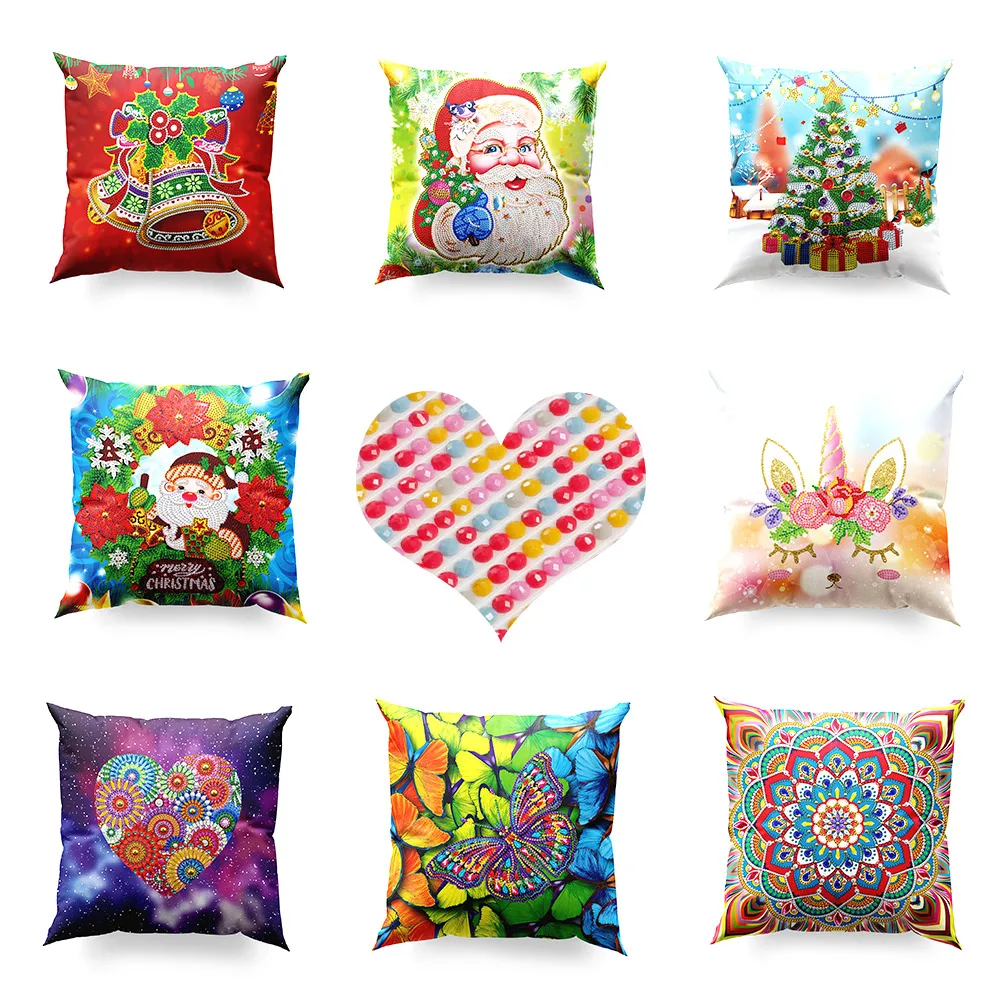 

NicHome 5D DIY Diamond Painting Butterfly Cushion Cover Christmas Pillow Case Mosaic Cross Stitch Kits Embroidery Decor Home