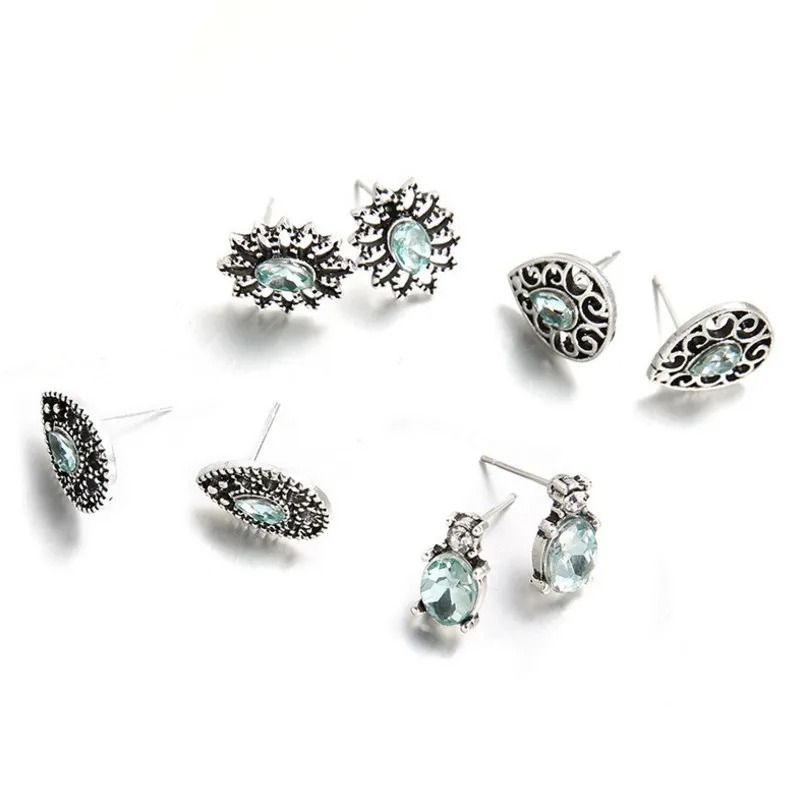 Винтажный геометрический маленькая серьга Комплект сережек для женщин девочек