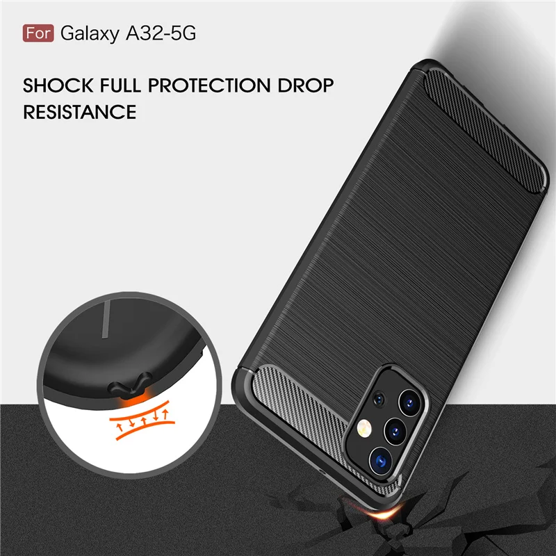 For Fundas Samsung Galaxy A32 Case For Samsung A32 Cover Phone Bumper Shockproof Soft Carbon Fiber Cover For Samsung A32 Capas