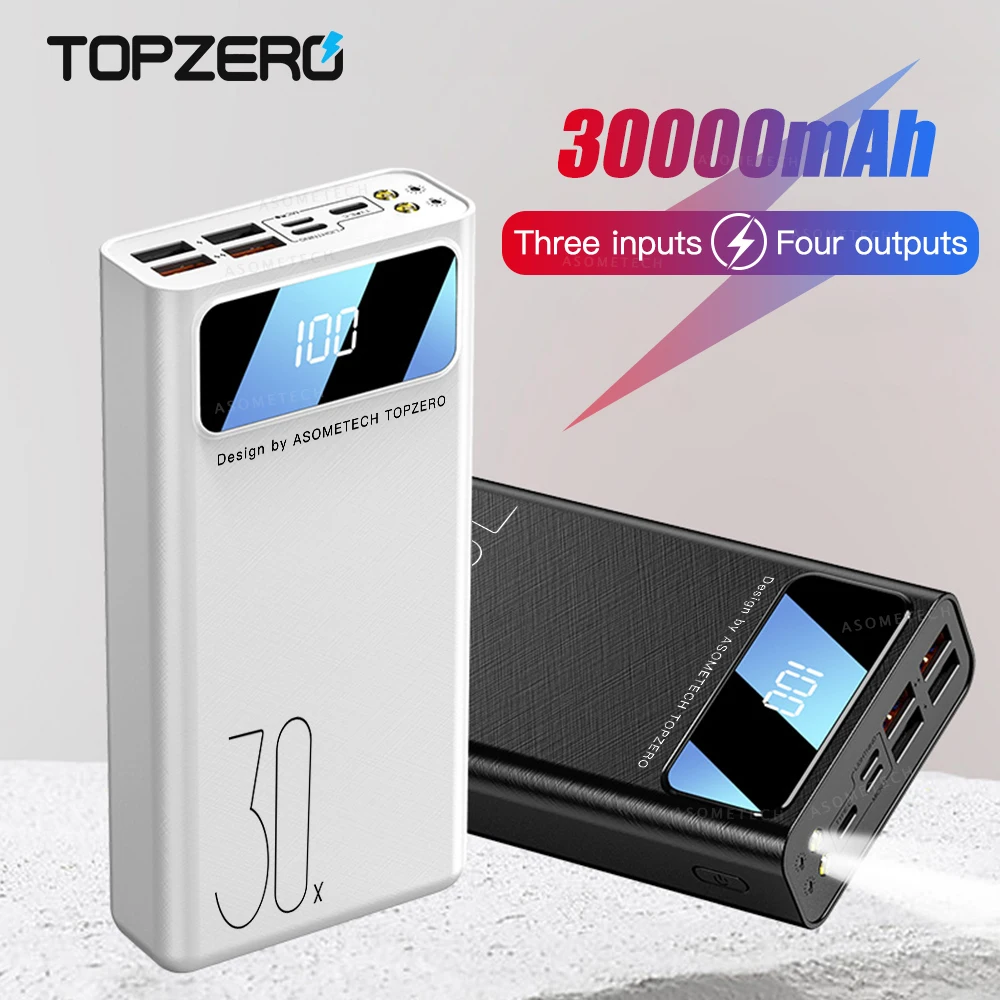 Портативное зарядное устройство 30000 мАч для iPhone 5 5s 6 7 8 Plus 11 XR 12 Xiaomi Внешний