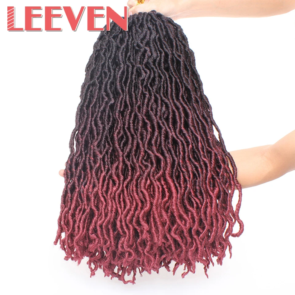 Leeven Nu Faux locs Curly вязаные волосы 20 дюймов синтетические плетеные волосы Омбре крючком косички крючком волосы богини волос