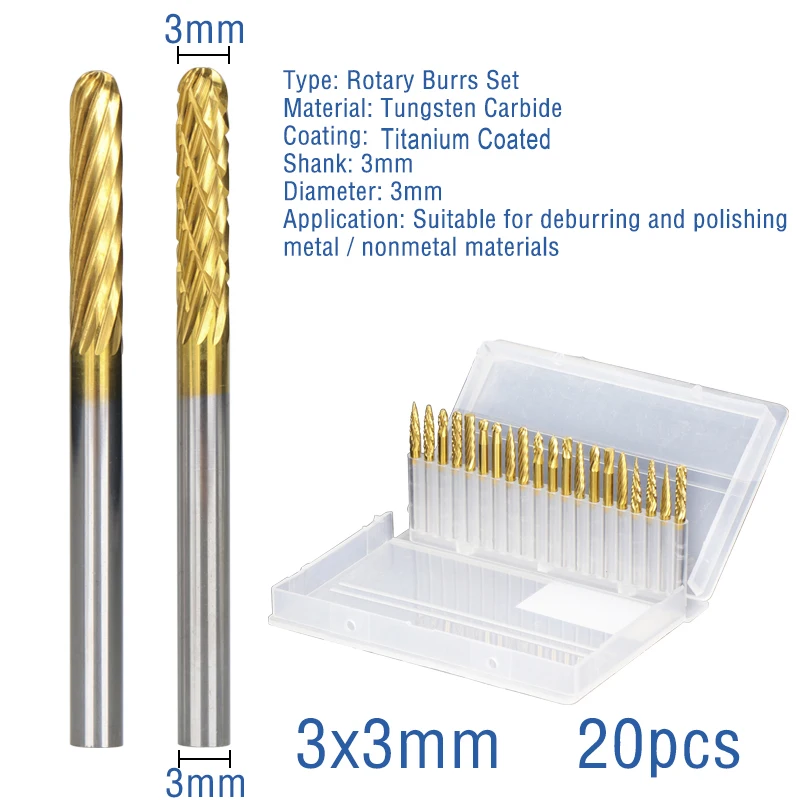 HSS борфрезы набор 3 мм хвостовик Алмазный БОРФРЕЗЫ для гравёры Вольфрам карбида