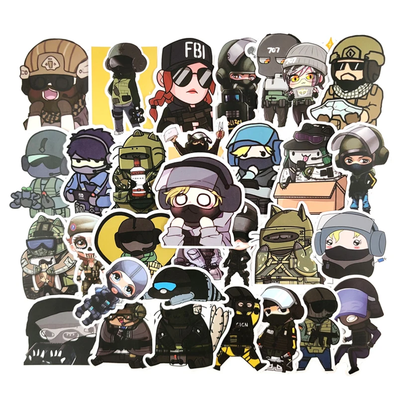 

10/30/50pcs/pack Popular Games Tom Clancy's Rainbow Six Siege Stickers For Wall Desk Chair Toy Car Trunk Computer toy sticker