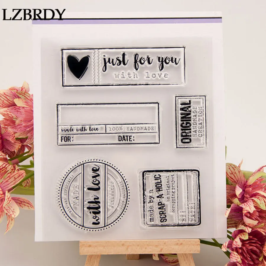 Rectangle Square Circle Text Box Just for You Letters Heart Clear Stamps Scrapbooking Card Making Valentine's Day | Дом и сад