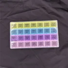 1 шт., органайзер для таблеток, 4 ряда, 28 квадратов3 ряда, 21 ячейки2 ряда, 14 ячеек на неделю, 7 дней