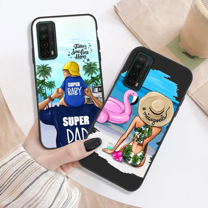 

For Huawei P Smart 2021 Cases Silicon Super Mom Baby Funda Huawei Y9 Prime 2019 Y7 Y5 Y6 2018 Y8p Y7A Y8S Y9A Z S 2020 Covers
