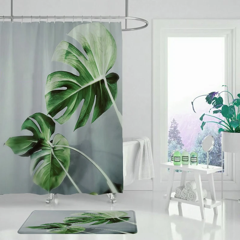 Растение из тропического леса занавеска для душа Monstera с изображением кактуса