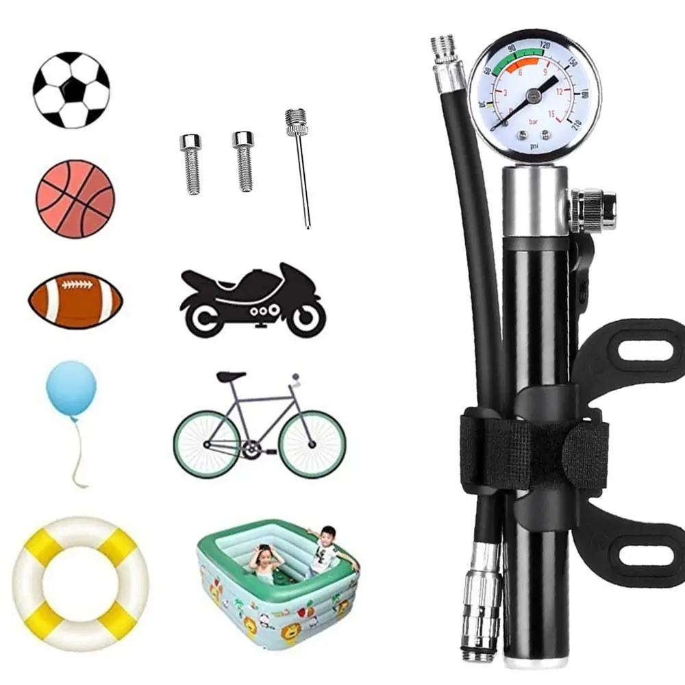 

Tyre Pump Bike Pump Bicycle Inflating Tool Aluminum Alloy Silver Travel Inflator Cycling Accessories Portable