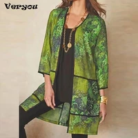 2021 fashion elegant casual summer kimono women blouse shirt print three quarter sleeve loose beach tops ladies tops coat