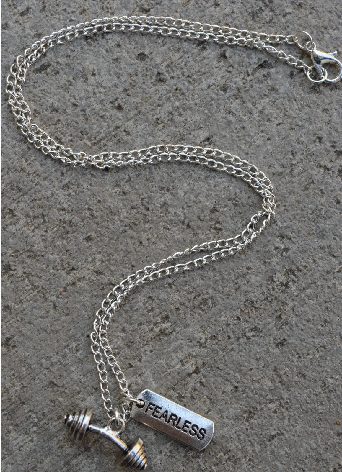 Гантели штанга бесстрашный буквенный ярлык Очаровательное ожерелье фитнес