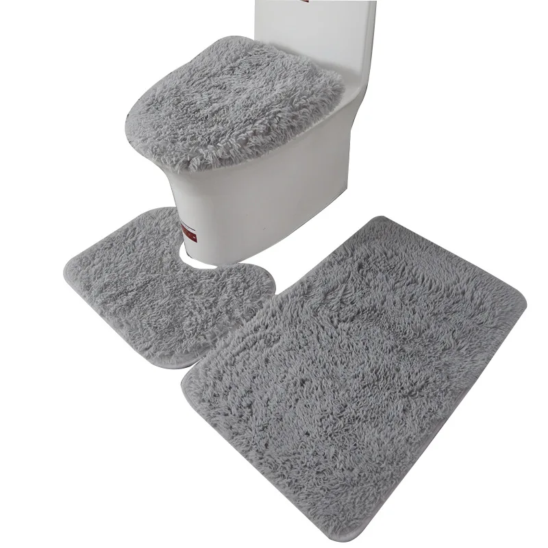 super absorbent bath room 3 piece non slip set for bathroom mat toilet cover long hair solid color bath mat carpet super soft free global shipping