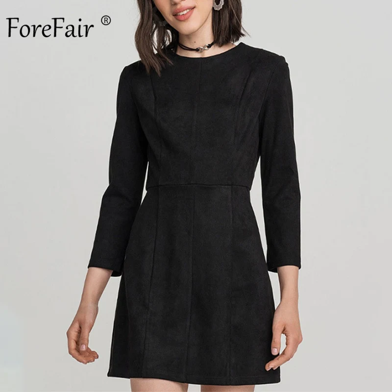 Женское платье туника Forefair элегантное вечернее из замши с длинными рукавами и