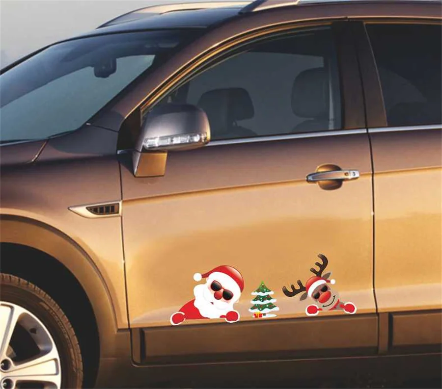 

Christmas Decoration Car Sticker Decal Santa Claus Moose Christmas Tree Sticker Car Decor