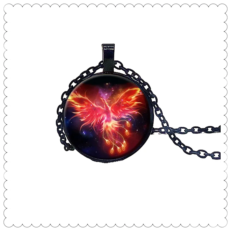 Ожерелье с подвеской в виде пламени Феникса жар-птицы 25 мм круглая подвеска новое