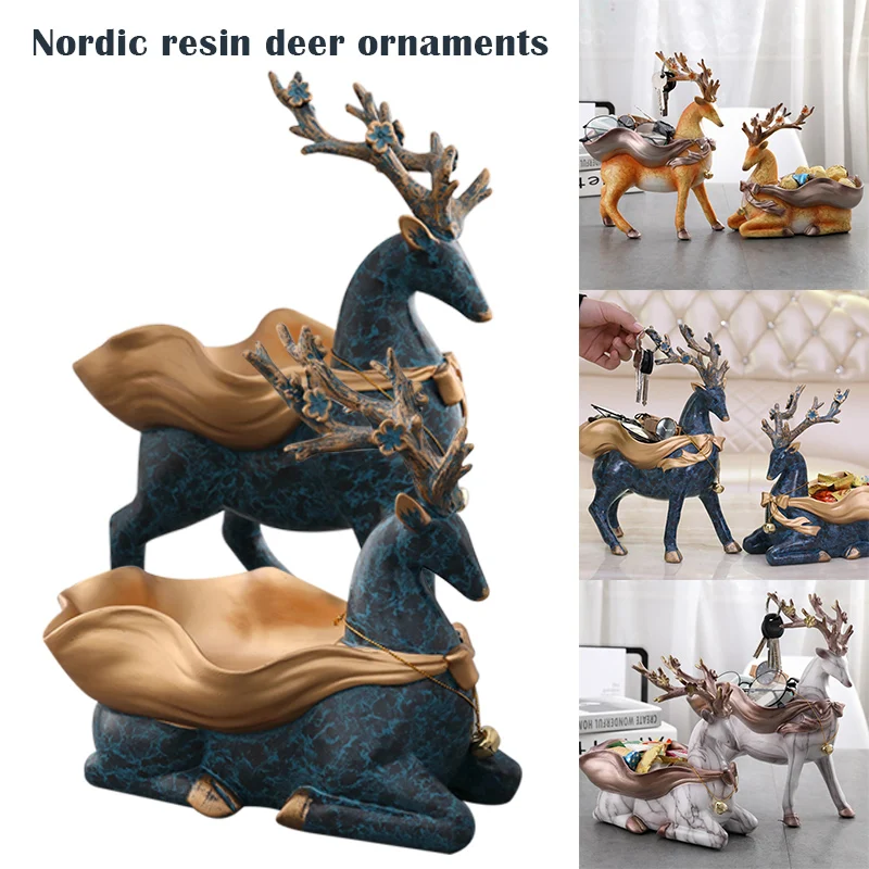 

Hot Resin Deer Statue Figurine Animal Ornament Wedding Gift Home Decor Crafts Office Livingroom Figurines D6