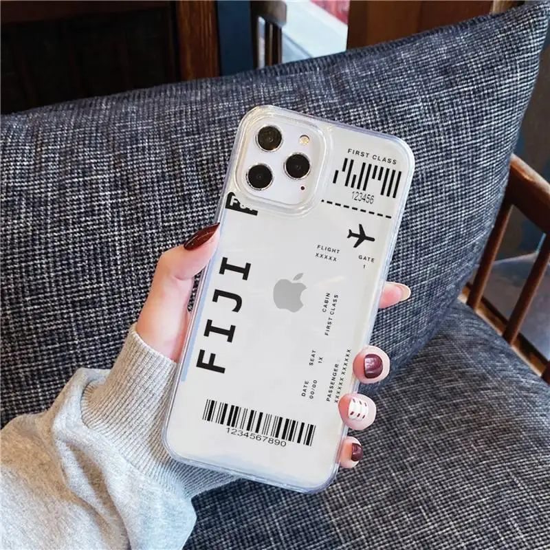 

AIR Tickets Travel Label Country Phone Case For iphone 12 11 8 7 6s 6 5 5s 5c se plus mini x xs xr pro max Transparent soft