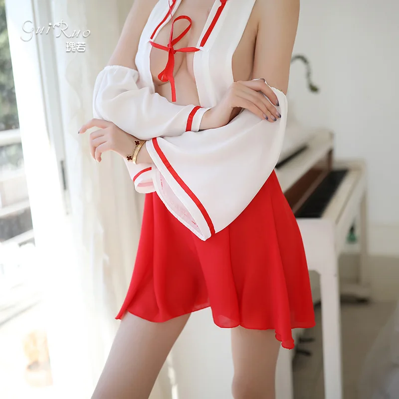 Cartoon Open Cup Bra Kimono Cute Lingerie Exotic Apparel Christmas Lingerie Sexy Set Witch Dress Exposed Back Anime Lingerie