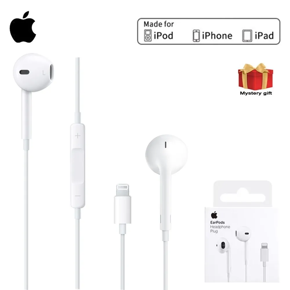 

Оригинальные наушники Apple Earpods с разъемом Lightning, проводные стереонаушники с микрофоном для iPhone 11 Pro, 7, 8 Plus, X, XS, MAX, XR, 5 шт./лот
