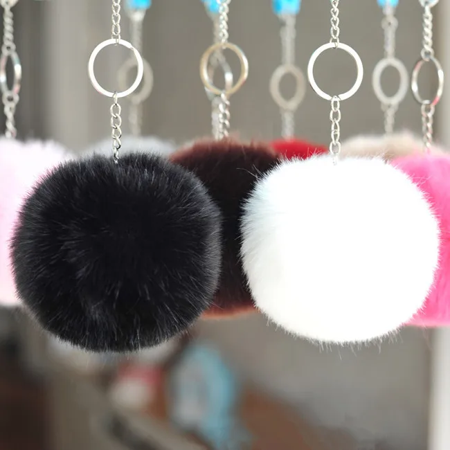 8 см 29 Цвета с пышным кроличьим меховым помпоном милый брелок для ключей Цвет: