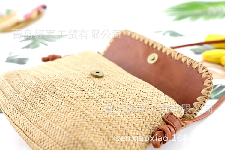 

Summer Women's Crossbody Bag Fashion Pu Leather Cover + Straw Small square bag Shoulder Bag woven bag for women purses handbags