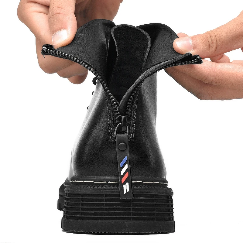 Ботинки мужские кожаные однотонные Челси на молнии винтажные байкерские