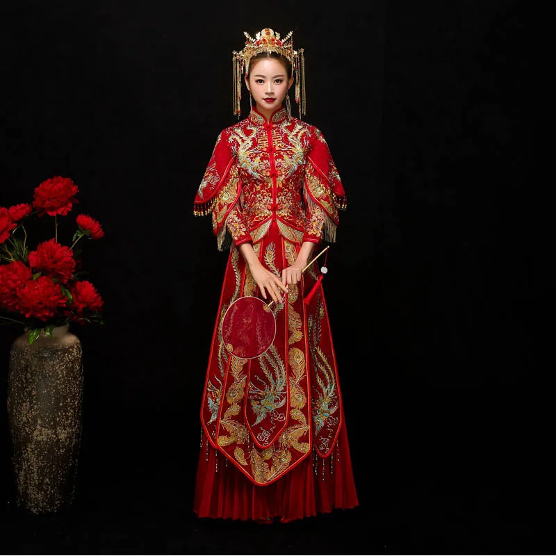

FZSLCYIYI Классический Королевский Чонсам традиционное китайское платье qipao Вышивка восточные платья Свадебные платья
