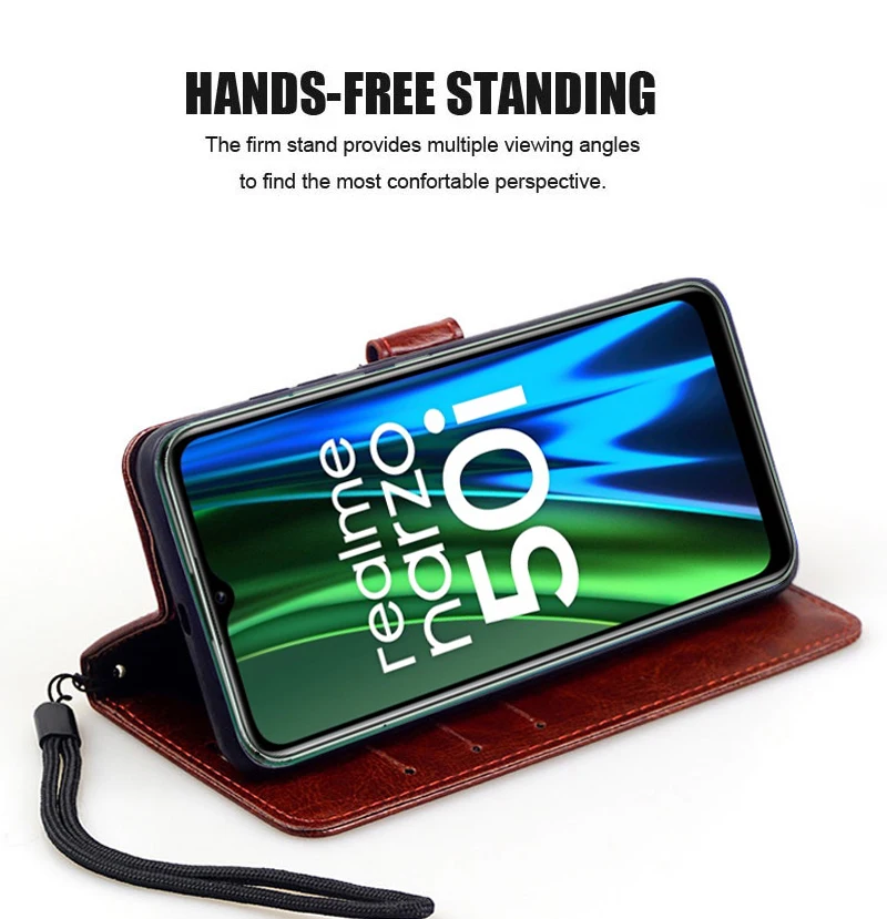 business leather phone case for realme narzo 50i 50 30 a pro wallet cover for capinha de celular realmi x7 max 5g pro ultra etui free global shipping