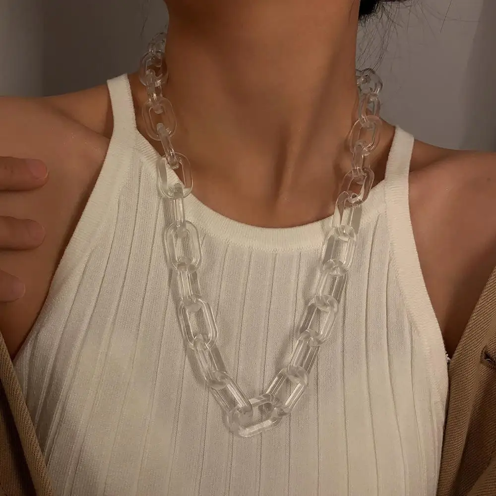 

Punk Clavicle Chain Necklace for Women Hip Hop Statement Goth Acrylic Chain Choker Necklace Simple Men Necklace Couple Jewelry