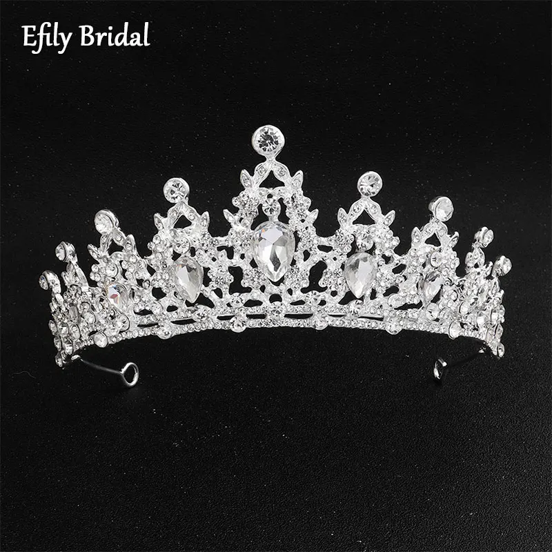 

Efily Rhinestone Tiara Wedding Hair Accessories Women Bridal Headwear Crystal Tiaras and Crowns Bride Headpiece Bridesmaid Gift