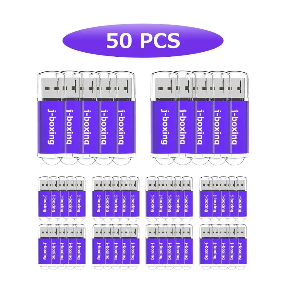 

J-boxing 50PCS/LOT 32GB USB Flash Drives Rectangle Flash Pen Drive Thumb Storage Memory Stick 8 Colours for PC Laptop Mac Tablet