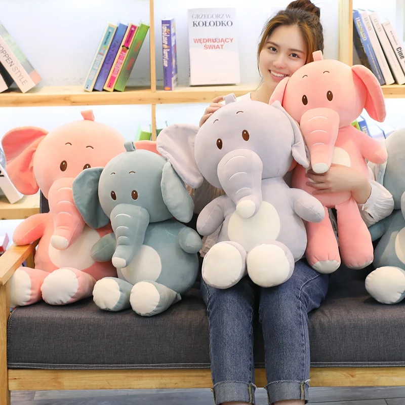

50cm 70cm 80cm Quality Elephant Stuffed Soft Cotton Animal Figure Stuffed Plush Doll Kid Toy Xmas Gift