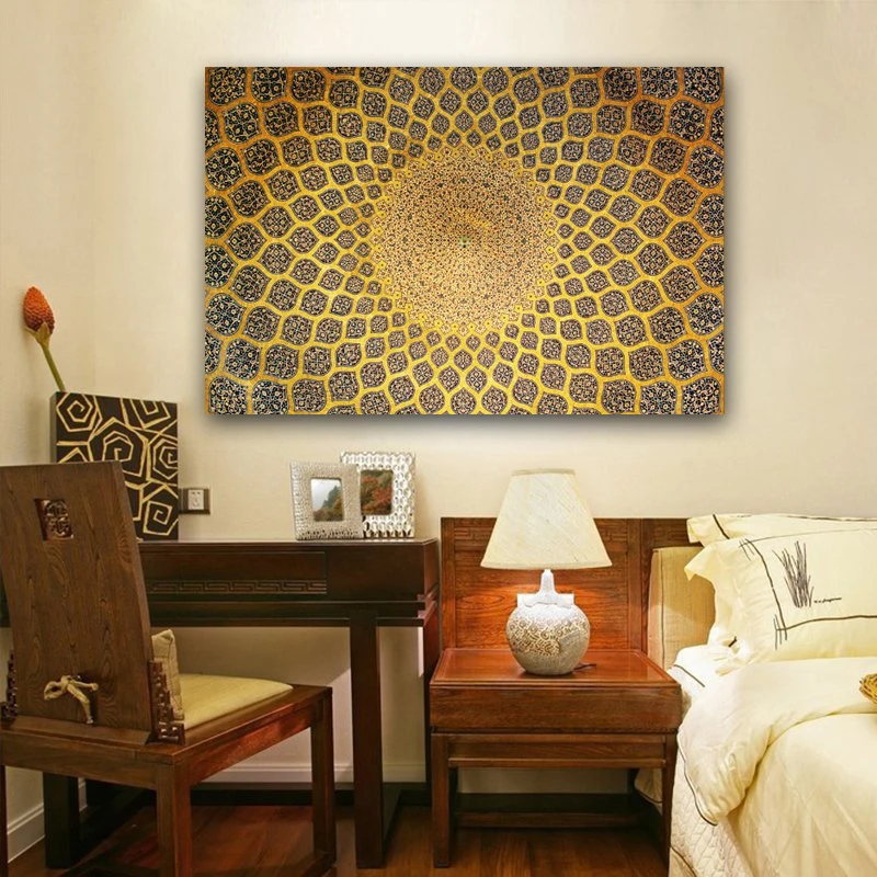 

Huge Isfahan Lotfollah mosque ceiling symmetric Oil Painting Canvas Posters and Prints Cuadros Wall Art Pictures For Living Room