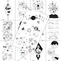 lovely small planets temporary tattoos realistic sheets body art arm tattoos paper for adult kids fake waterpoof tattoo sticker