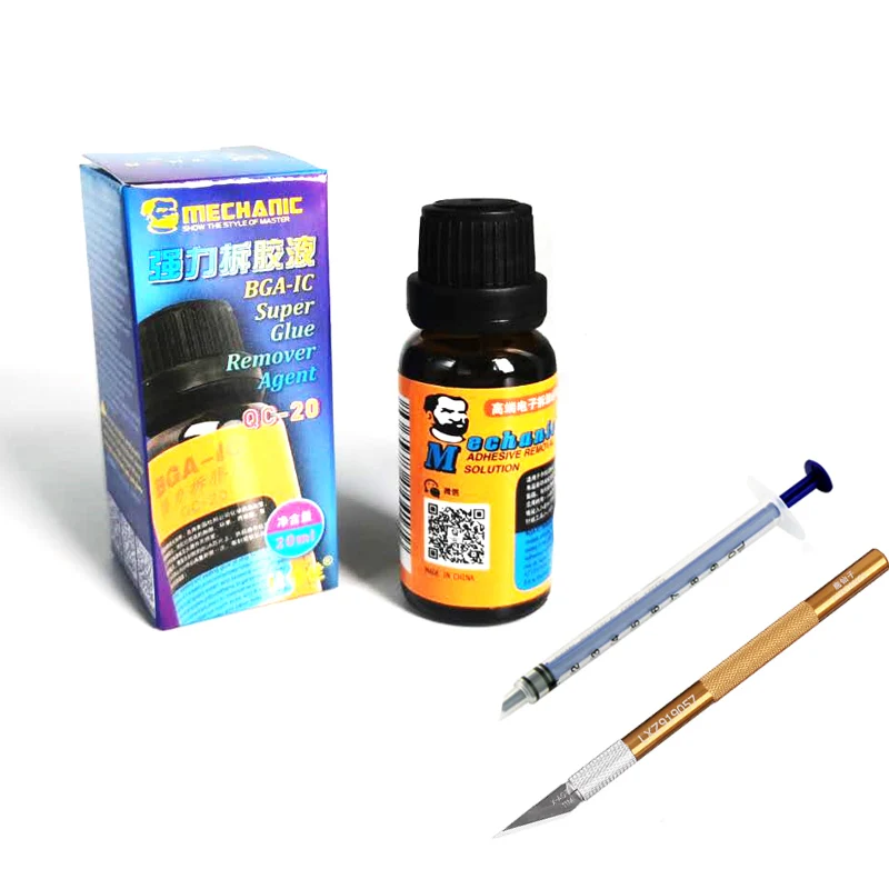 

Очиститель клея MECHANIC QC20 BGA IC для демонтажа, 20 мл, жидкость для удаления клея телефона для материнской платы, печатной платы, чистая жидкость