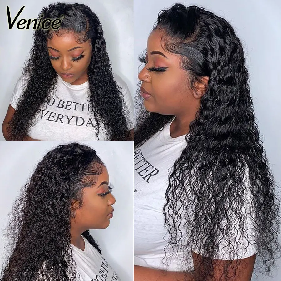 Венецианские волосы 13х6 человеческие на фронте парики для черных женщин кудрявые