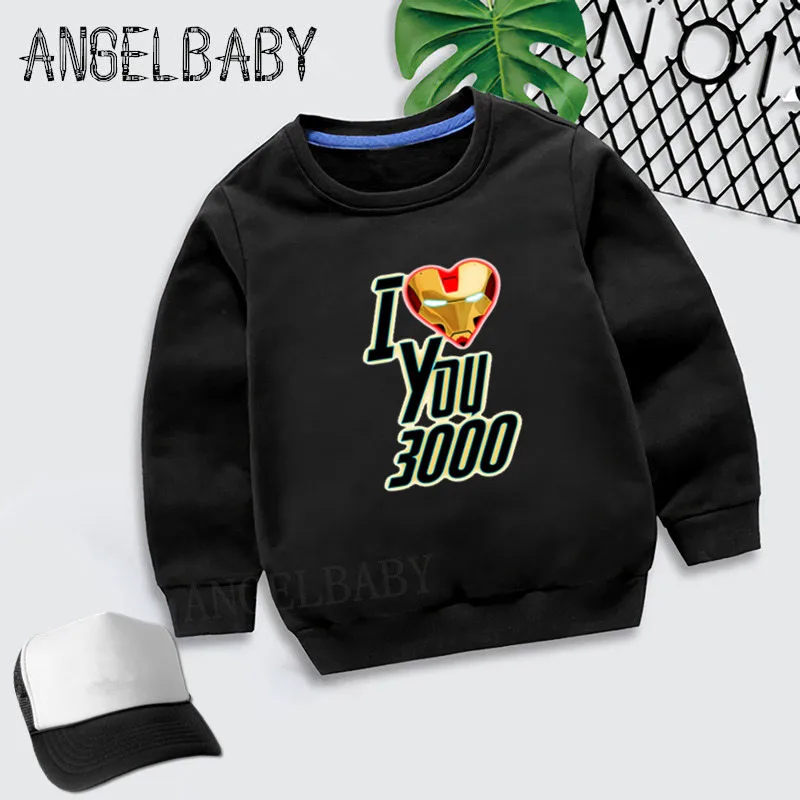 Детские худи для мальчиков и девочек с принтом I Love You Коллекция 3000 года детские