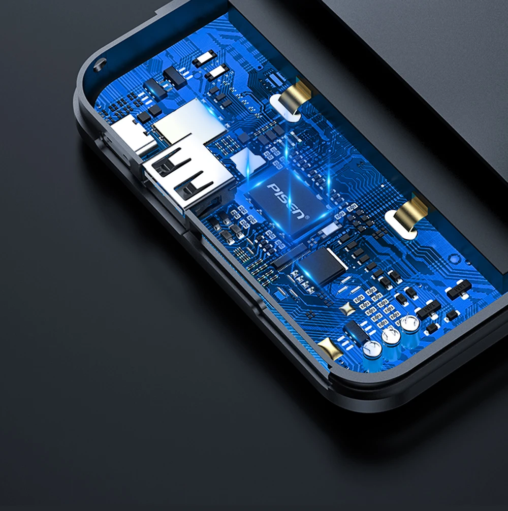 PISEN USB светодиодный внешний аккумулятор 10000 мАч, внешний аккумулятор для быстрой зарядки, внешний аккумулятор для Xiaomi Mi, Iphone, samsung
