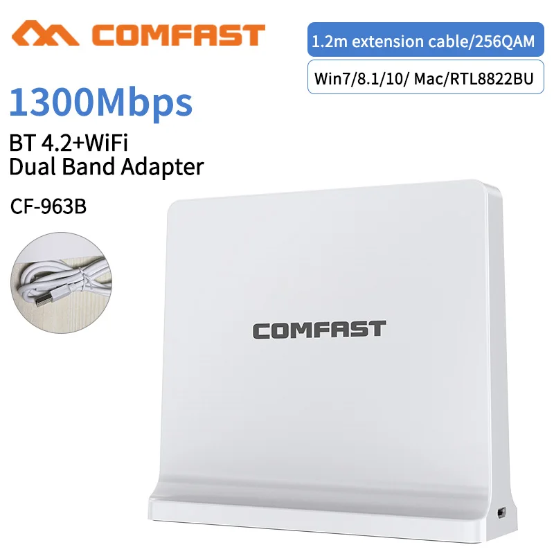 1300 Мбит/с Gigabit Bluetooth Comptible Network card Box Wifi Send Receive + BT4.2 для компьютера BTMusic Receiver кабель 1 2