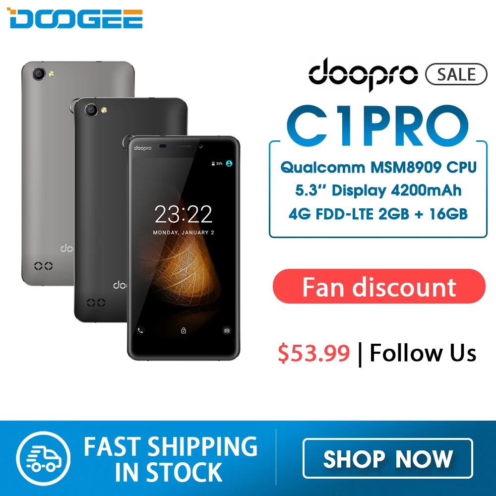 Doogee doopro C1 Pro смартфон с 5 3-дюймовым дисплеем четырёхъядерным процессором Snapdragon